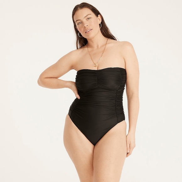 New JCREW Size 6 Ruched Tie-Shoulder One-piece in Navy - Picture 2 of 4